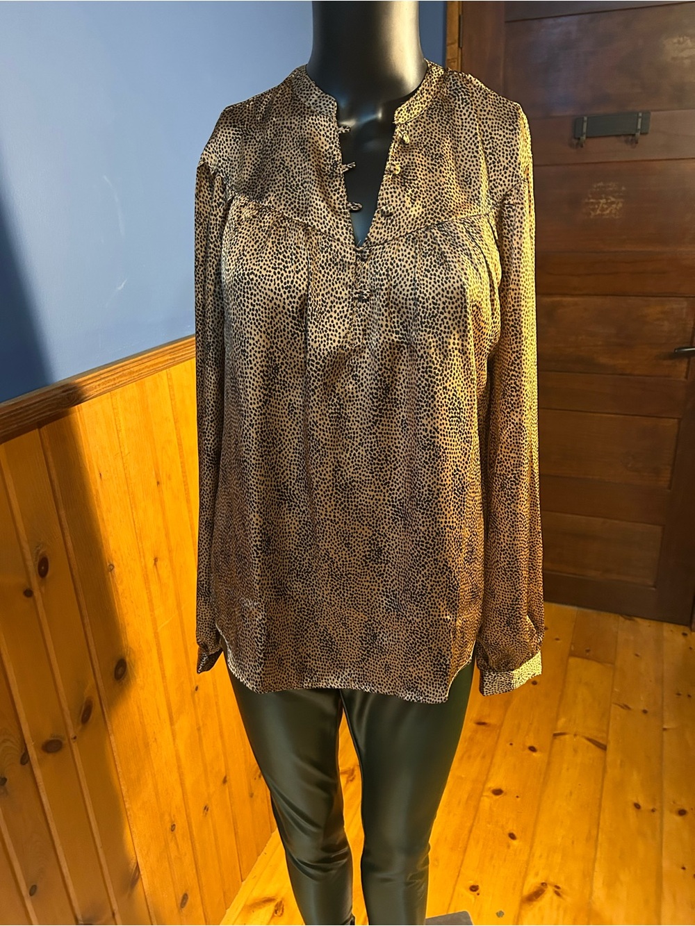 Women's Brown Printed Long-Sleeve Blouse